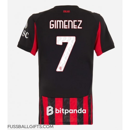 AC Milan Santiago Gimenez #7 Fußballbekleidung Heimtrikot Damen 2025-26 Kurzarm